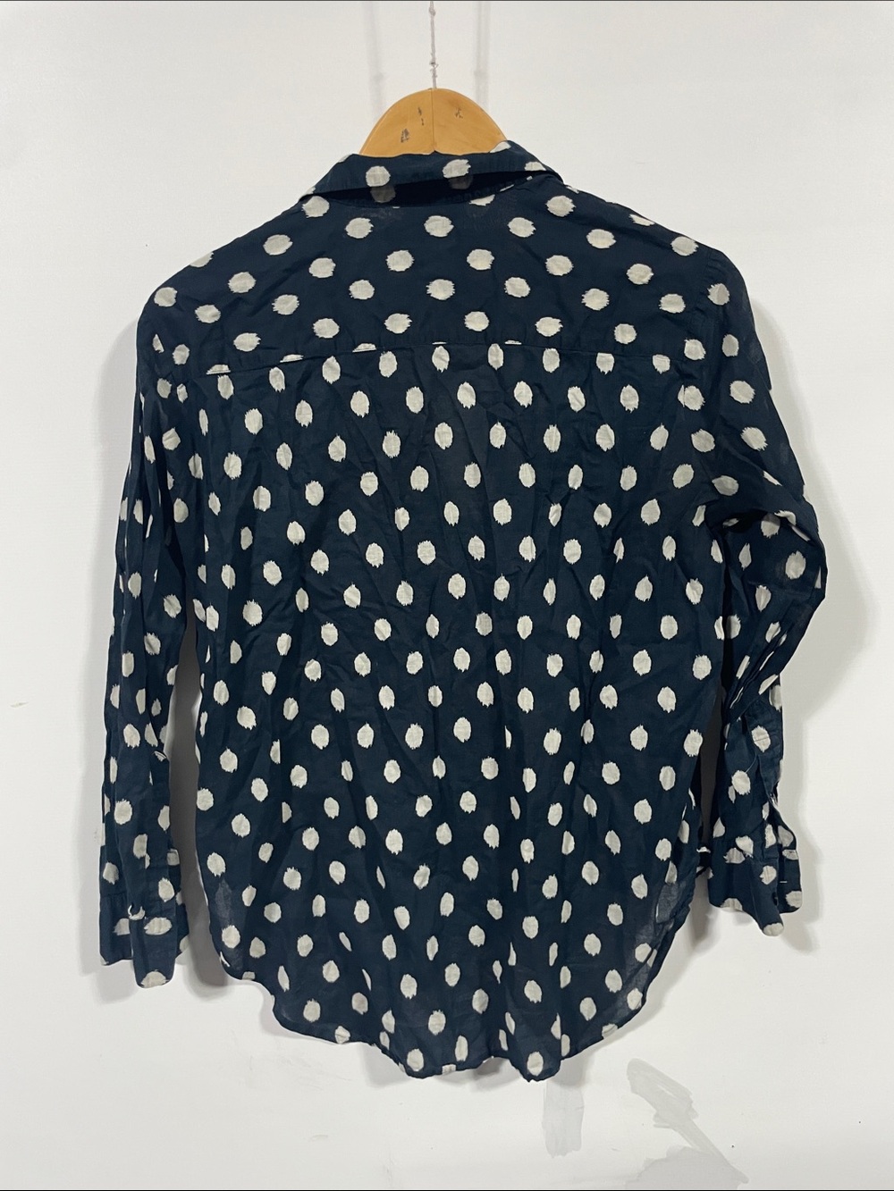 Madewell Navy Button-Down Shirt with White Polka Dot Print - Picture 4 of 4